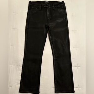PAIGE Cindy Straight High-Rise, Full-Length Jean in Black Fog Luxe Coating